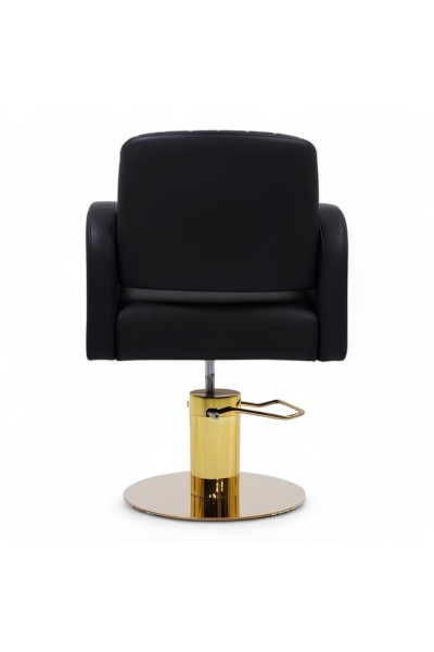 POLTRONA PARRUCCHIERE | ELITE.YC | SIMILPELLE NERA E INSERTI ORO CON POMPA IDRAULICA